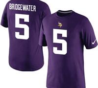 NEW Minnesota Vikings #5 Teddy Bridgewater Pride Name & Number T-Shirt Purple