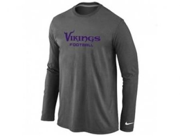 NEW Minnesota Vikings Authentic font Long Sleeve T-Shirt D.Grey