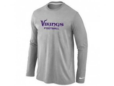 NEW Minnesota Vikings Authentic font Long Sleeve T-Shirt Grey NEW Minnesota Vikings Authentic font Long Sleeve T-Shirt Grey