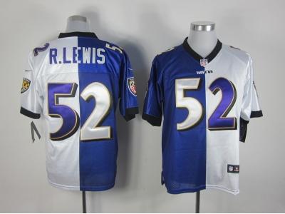 NEW NFL Baltimore Ravens #52 Ray Lewis purple-white jerseys(Split Elite)