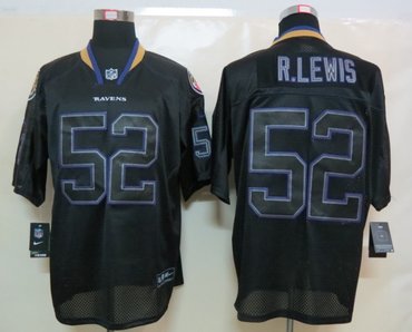 NEW NFL Baltimore Ravens 52 R.Lewis Lights Out Black Elite Jerseys