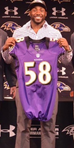 NEW NFL Baltimore Ravens 58 Elvis Dumervil Purple Jerseys(Game)
