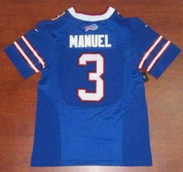 NEW NFL Buffalo Bills 3 EJ Manuel Blue Jerseys (Elite)