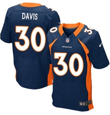 NEW NFL Denver Broncos 30 Terrell Davis  Blue Jerseys(Elite)