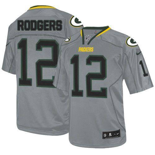 NEW NFL Green Bay Packers 12 Aaron Rodgers Lights Out Grey Jerseys(Elite)