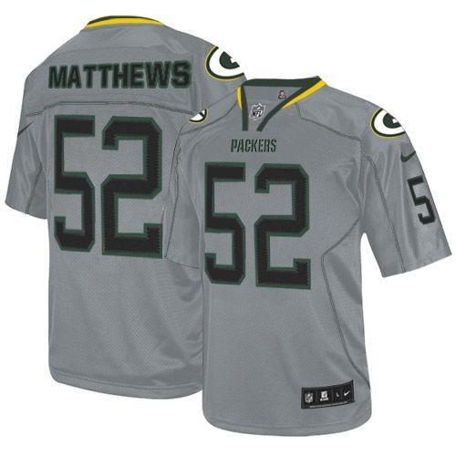 NEW NFL Green Bay Packers 52 Clay Matthews Lights Out Grey Jerseys(Elite)