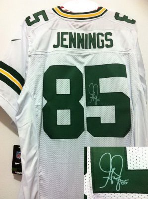 NEW NFL Green Bay Packers 85 Greg Jennings White Signed Jerseys-Elite