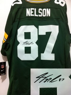 NEW NFL Green Bay Packers 87 Jordy Nelson Green Signed Jerseys-Elite