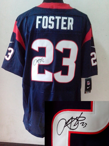 NEW NFL Houston Texans 23 Arian Foster Blue Signed Jerseys-Elite