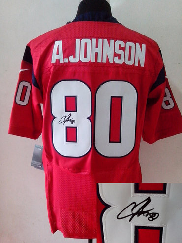NEW NFL Houston Texans 80 Andre Johnson Red Signed Jerseys-Elite