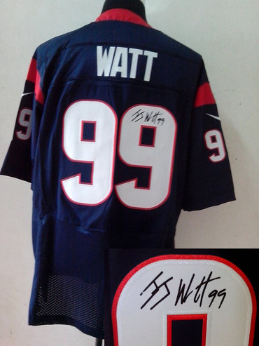 NEW NFL Houston Texans 99 J.J. Watt Blue Signed Jerseys-Elite NEW NFL Houston Texans 99 J.J. Watt Blue Signed Jerseys-Elite