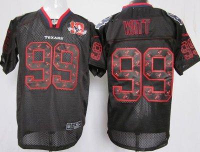 NEW NFL Houston Texans 99 J.J. Watt Lights Out Black Elite Jerseys W 10th Patch