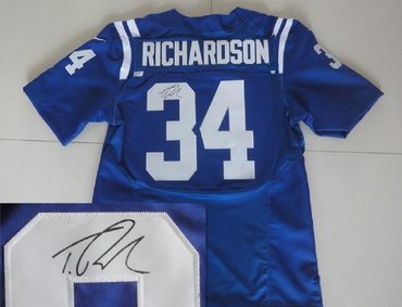 NEW NFL Indianapolis Colts 34 Trent Richardson Blue Signed Jerseys-Elite NEW NFL Indianapolis Colts 34 Trent Richardson Blue Signed Jerseys-Elite