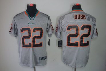 NEW NFL Miami Dolphins 22 Reggie Bush Lights Out Grey Jerseys(Elite)
