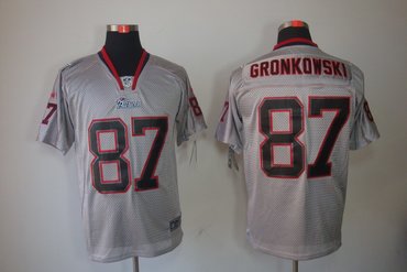 NEW NFL New England Patriots 87 Rob Gronkowski Lights Out Grey Jerseys(Elite)