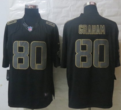 NEW NFL New Orleans Saints 80 Jimmy Graham Black Jerseys(Impact Limited)