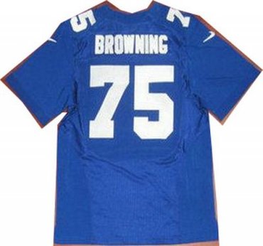 NEW NFL New York Giants 75 Bryant Browning Blue Jerseys(Elite)