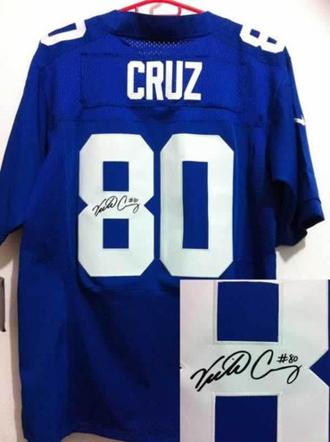 NEW NFL New York Giants 80 Victor Cruz Blue Jerseys(Signed Elite) NEW NFL New York Giants 80 Victor Cruz Blue Jerseys(Signed Elite)