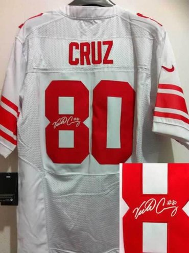 NEW NFL New York Giants 80 Victor Cruz White Jerseys(Signed Elite) NEW NFL New York Giants 80 Victor Cruz White Jerseys(Signed Elite)
