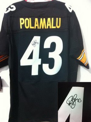 NEW NFL Pittsburgh Steelers 43 Troy Polamalu Black Signed Jerseys-Elite