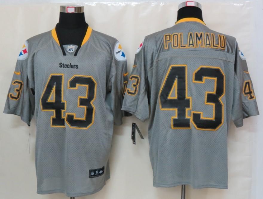 NEW NFL Pittsburgh Steelers 43 Troy Polamalu Lights Out Grey Jerseys(Elite)