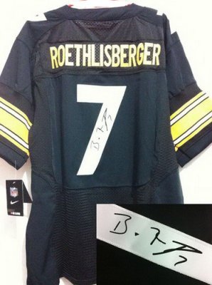 NEW NFL Pittsburgh Steelers 7 Ben Roethlisberger Black Signed Jerseys-Elite