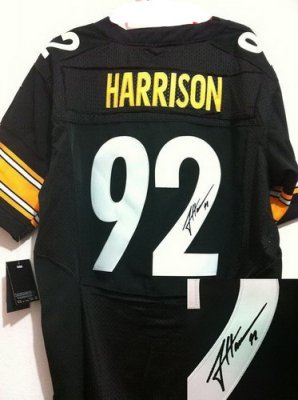 NEW NFL Pittsburgh Steelers 92 James Harrison Black Signed Jerseys-Elite