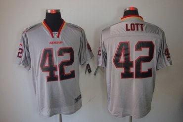 NEW NFL San Francisco 49ers 42 Ronnie Lott Lights Out Grey Jerseys(Elite) NEW NFL San Francisco 49ers 42 Ronnie Lott Lights Out Grey Jerseys(Elite)