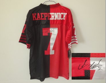 NEW NFL San Francisco 49ers 7 Colin Kaepernick red-black jerseys(Elite Signed split) NEW NFL San Francisco 49ers 7 Colin Kaepernick red-black jerseys(Elite Signed split)