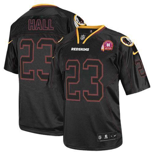 NEW NFL Washington Redskins 23 DeAngelo Hall Lights Out Black Elite Jerseys W 80TH Patch
