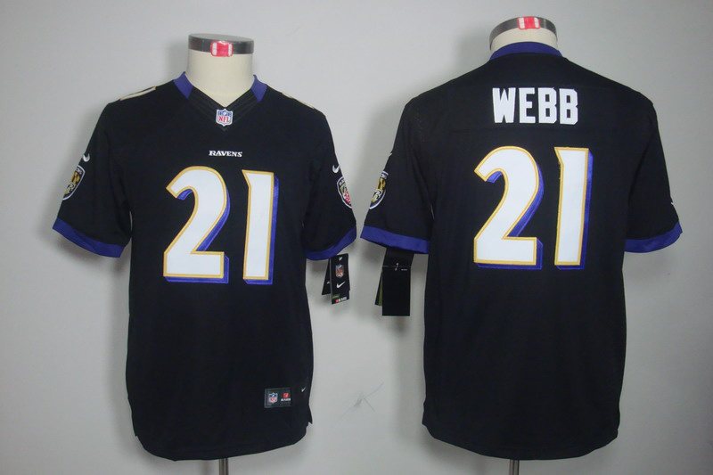 NEW NFL Youth Baltimore Ravens 21 Lardarius Webb Black Jerseys