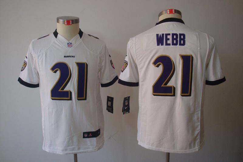 NEW NFL Youth Baltimore Ravens 21 Lardarius Webb White Jerseys