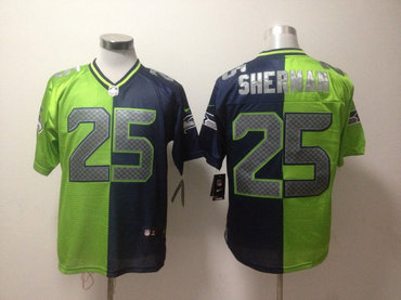 NEW NFL seattle seahawks #25 Sherman blue-green jerseys(Elite split) NEW NFL seattle seahawks #25 Sherman blue-green jerseys(Elite split)