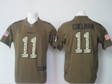 NEW New England Patriots #11 Julian Edelman Nike Green Salute To Service Limited Jersey