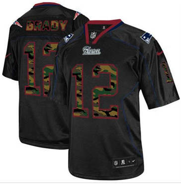 NEW New England Patriots #12 Tom Brady Black NFL Elite Camo Fashion Jersey