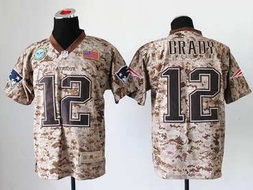 NEW New England Patriots #12 Tom Brady Camo NFL Elite USMC Jersey(USA)