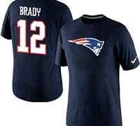 NEW New England Patriots #12 Tom Brady Name & Number T-Shirt Navy Blue