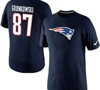 NEW New England Patriots #87 Rob Gronkowski Name & Number T-Shirt Navy Blue