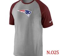 NEW New England Patriots Ash Tri Big Play Raglan NFL T-Shirt Grey Red