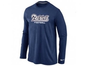 NEW New England Patriots Authentic font Long Sleeve T-Shirt D.Blue