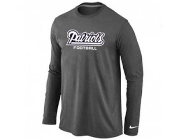 NEW New England Patriots Authentic font Long Sleeve T-Shirt D.Grey