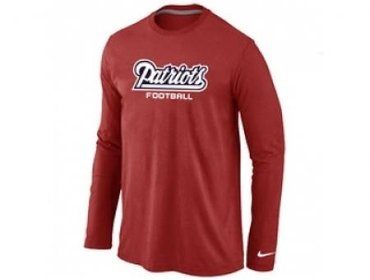NEW New England Patriots Authentic font Long Sleeve T-Shirt Red