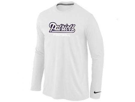 NEW New England Patriots Authentic font Long Sleeve T-Shirt White