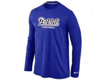 NEW New England Patriots Authentic font Long Sleeve T-Shirt blue