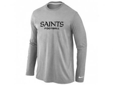 NEW New Orleans Sains Authentic font Long Sleeve T-Shirt Grey NEW New Orleans Sains Authentic font Long Sleeve T-Shirt Grey