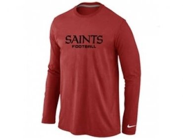NEW New Orleans Sains Authentic font Long Sleeve T-Shirt Red NEW New Orleans Sains Authentic font Long Sleeve T-Shirt Red