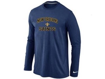 NEW New Orleans Sains Heart & Soul Long Sleeve T-Shirt D.Blue