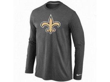 NEW New Orleans Sains Logo Long Sleeve T-Shirt D.grey NEW New Orleans Sains Logo Long Sleeve T-Shirt D.grey
