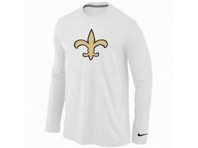 NEW New Orleans Sains Logo Long Sleeve T-Shirt WHITE NEW New Orleans Sains Logo Long Sleeve T-Shirt WHITE