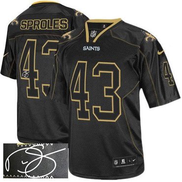NEW New Orleans Saints #43 Darren Sproles Lights Out Black Jerseys(Signed Elite)